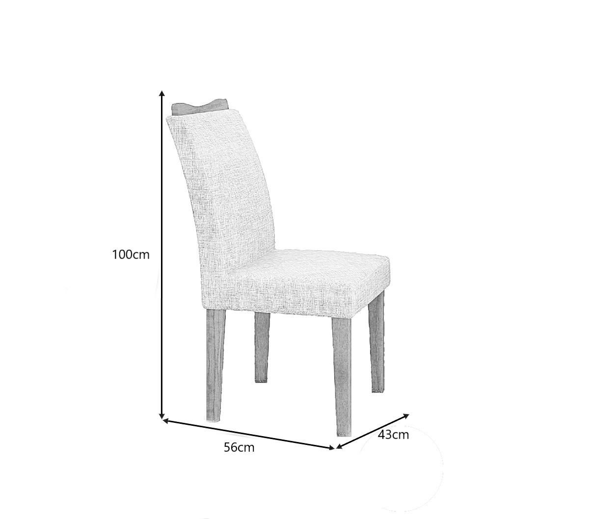 Conjunto Sala de Jantar Clara Mesa Freijo/Off White 1,20m C/ 04 Cadeiras  Joli Palha Moveis Leifer
