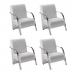 Kit 4 Poltronas Decorativas 1 Lugar Vênus Braço Pé Alumínio Confortável Sala TV D Salla Tecido Sintético
