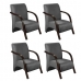 Kit 4 Poltronas Decorativas 1 Lugar V&ecirc;nus Bra&ccedil;o P&eacute; Madeira Confort&aacute;vel Sala TV D Salla Suede Grafite