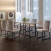 Conjunto Sala de Jantar Mesa 180cm MDF e Vidro Off White com 6 Cadeiras Estofadas Pés em Aço Atena Mais Decor FORA DE LINHA