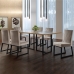 Conjunto Sala de Jantar Mesa 180cm MDF e Vidro Off White com 6 Cadeiras Estofadas Pés em Aço Atena Mais Decor FORA DE LINHA