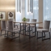 Conjunto Sala de Jantar Mesa 180cm MDF e Vidro Off White com 6 Cadeiras Estofadas Pés em Aço Atena Mais Decor FORA DE LINHA
