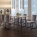 Conjunto Sala de Jantar Mesa 180cm MDF e Vidro Off White com 6 Cadeiras Estofadas Pés em Aço Atena Mais Decor FORA DE LINHA