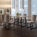 Conjunto Sala de Jantar Mesa 180cm MDF e Vidro Off White com 6 Cadeiras Estofadas Pés em Aço Atena Mais Decor FORA DE LINHA