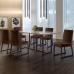 Conjunto Sala de Jantar Mesa 180cm MDF e Vidro Off White com 6 Cadeiras Estofadas Pés em Aço Atena Mais Decor FORA DE LINHA