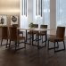 Conjunto Sala de Jantar Mesa 180cm MDF e Vidro Off White com 6 Cadeiras Estofadas Pés em Aço Atena Mais Decor FORA DE LINHA