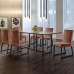 Conjunto Sala de Jantar Mesa 180cm MDF e Vidro Off White com 6 Cadeiras Estofadas Pés em Aço Atena Mais Decor FORA DE LINHA