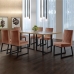 Conjunto Sala de Jantar Mesa 180cm MDF e Vidro Off White com 6 Cadeiras Estofadas Pés em Aço Atena Mais Decor FORA DE LINHA