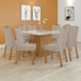 Conjunto Mesa 130cm Nevada Plus Canto Copo com Vidro com 8 Cadeiras Venus - Lopas