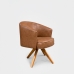 Poltrona Julia Giratoria com Couro Pes Madeira - Nobly Decor