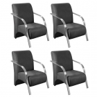 Kit 4 Poltronas Decorativas 1 Lugar Vênus Braço Pé Alumínio Confortável Sala TV D Salla Suede Grafite