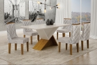 Conjunto Sala de Jantar Perola Mesa Freijo/Off White 180cm C/ 06 Cadeiras Joli Palha Moveis Leifer