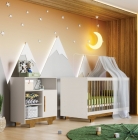 Quarto de Bebê 100% MDF com Berço Minicama e Cômoda Flocos Tigus Baby