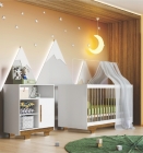 Quarto de Bebê 100% MDF com Berço Minicama e Cômoda Flocos Tigus Baby