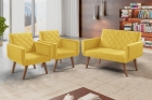 Conjunto Anabelle 2 Poltronas de 1 Lugar 1 Poltrona 2 Lugares Braço Unidecor