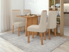 Conjunto Mesa 120x90cm Tampo MDF/Vidro Celebrare 4 Cadeiras Exclusive