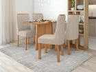 Conjunto Mesa 120x90cm Tampo MDF/Vidro Celebrare 4 Cadeiras Exclusive