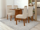 Conjunto Mesa 120x90cm Tampo MDF/Vidro Celebrare 4 Cadeiras Exclusive