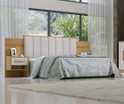 Cabeceira para Cama Queen Size Ripada Irís Estofada com 2 Mesas de Cabeceira D Doro