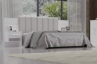 Cabeceira para Cama Queen Size Ripada Irís Estofada com 2 Mesas de Cabeceira D Doro