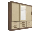 Guarda Roupa Casal Meridian com Espelho 3 Portas 9 Gavetas com pés - D Doro