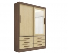Guarda Roupa Casal Meridian com Espelho 2 Portas 6 Gavetas com pés - D Doro