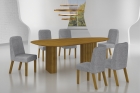 Conjunto Sala de Jantar Mesa Orgânica Sem Vidro 180cm com 6 Cadeiras Pé Madeira Isis