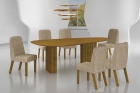 Conjunto Sala de Jantar Mesa Orgânica Sem Vidro 180cm com 6 Cadeiras Pé Madeira Isis