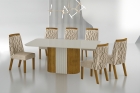 Conjunto Sala de Jantar Mesa Com Vidro 180cm com 6 Cadeiras Pé Madeira Dacota