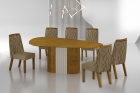 Conjunto Sala de Jantar Mesa Orgânica Sem Vidro 200cm com 6 Cadeiras Pé MDF Dacota