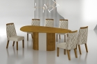 Conjunto Sala de Jantar Mesa Orgânica Sem Vidro 200cm com 6 Cadeiras Pé MDF Dacota