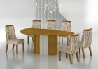 Conjunto Sala de Jantar Mesa Orgânica Sem Vidro 200cm com 6 Cadeiras Pé MDF Dacota