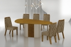 Conjunto Sala de Jantar Mesa Orgânica Sem Vidro 200cm com 6 Cadeiras Pé MDF Dacota