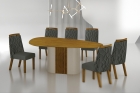 Conjunto Sala de Jantar Mesa Orgânica Sem Vidro 200cm com 6 Cadeiras Pé MDF Dacota