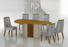 Conjunto Sala de Jantar Mesa Orgânica Sem Vidro 200cm com 6 Cadeiras Pé MDF Dacota