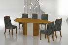 Conjunto Sala de Jantar Mesa Orgânica Sem Vidro 200cm com 6 Cadeiras Pé Madeira Dacota