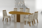 Conjunto Sala de Jantar Mesa Orgânica Sem Vidro 200cm com 6 Cadeiras Pé Madeira Dacota