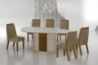 Conjunto Sala de Jantar Mesa Orgânica Com Vidro 200cm com 6 Cadeiras Pé Madeira Dacota