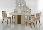 Conjunto Sala de Jantar Mesa Orgânica Com Vidro 200cm com 6 Cadeiras Pé Madeira Dacota