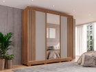 Guarda-roupa Casal com Espelho 3 Portas 4 Gavetas Atenas com Pés 100% MDF Salleto