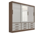 Guarda Roupa Casal Meridian com Espelho 3 Portas 9 Gavetas sem pés - D Doro