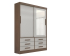 Guarda Roupa Casal Meridian com Espelho 2 Portas 6 Gavetas sem pés - D Doro