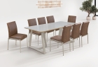 Conjunto Mesa Retangular Canad&aacute; Tampo Vidro 200cm 8 Cadeiras Atenas ? Gol Decor