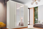 Guarda Roupa Casal Potente 4 Portas Ripadas Com Espelho 100% MDF Moveis Europa