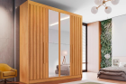 Guarda Roupa Casal Potente 4 Portas Ripadas Com Espelho 100% MDF Moveis Europa