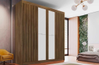 Guarda Roupa Casal Potente 4 Portas Ripadas Com Espelho 100% MDF Moveis Europa