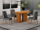 Conjunto Sala de Jantar &Iacute;sis 135cm com 6 Cadeiras Tampo Org&acirc;nico s/ Vidro Cinamomo