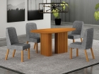 Conjunto Sala de Jantar &Iacute;sis 135cm com 6 Cadeiras Tampo Org&acirc;nico s/ Vidro Cinamomo