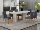 Conjunto Sala de Jantar &Iacute;sis 2,00m com 6 Cadeiras Tampo Org&acirc;nico Off White c/ Vidro 