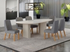 Conjunto Sala de Jantar &Iacute;sis 2,00m com 6 Cadeiras Tampo Org&acirc;nico Off White c/ Vidro 